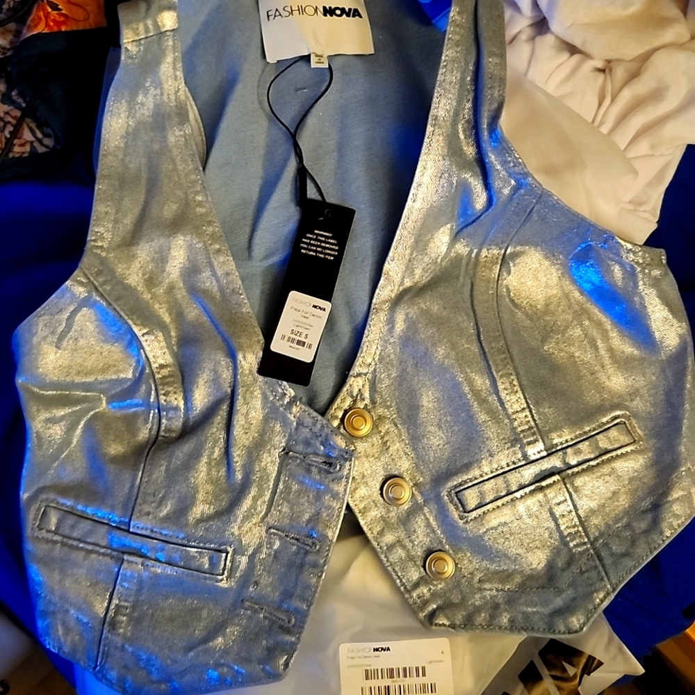 Brand New Jean Mattalic Vest size Small